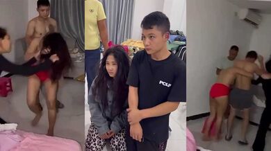 真实抓奸视频流出！云南人妻破门捉奸 老公光腚勇护小三 骚货露奶被狂扇 狗男女被打服跪地求饶！